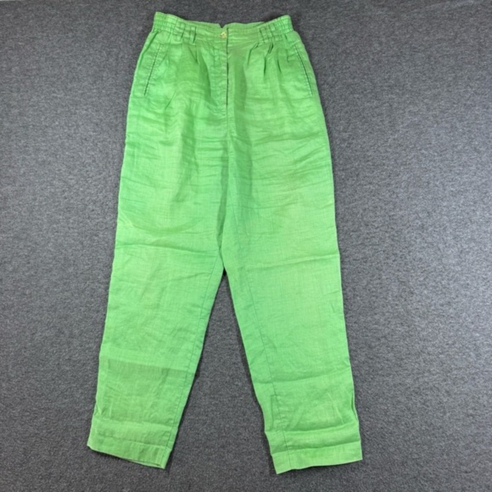 Vintage 80s 90s Pleated Trousers‎ Pants Womens Medium M Spring Green Pleated